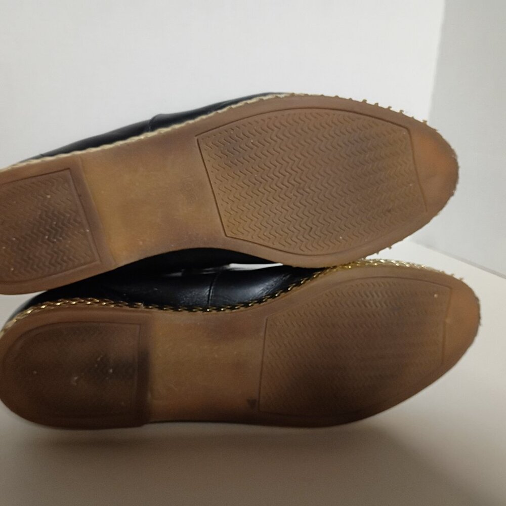 Y2K BALLY "Jallut" Italian Oxford Flats Black Leather Gold Trim Sz 9M - Picture 12 of 15